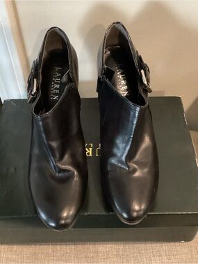 Lauren Ralph Lauren Black Leather Monk Strap Dress Shoes
